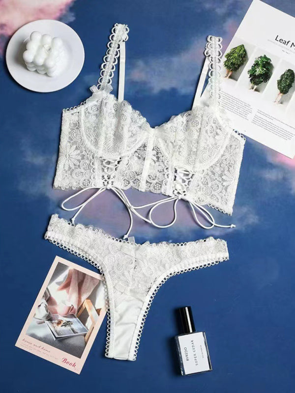 Sling Slim Fit Hollow Lace See-Through Nightclub Uniform Temptation Suit
