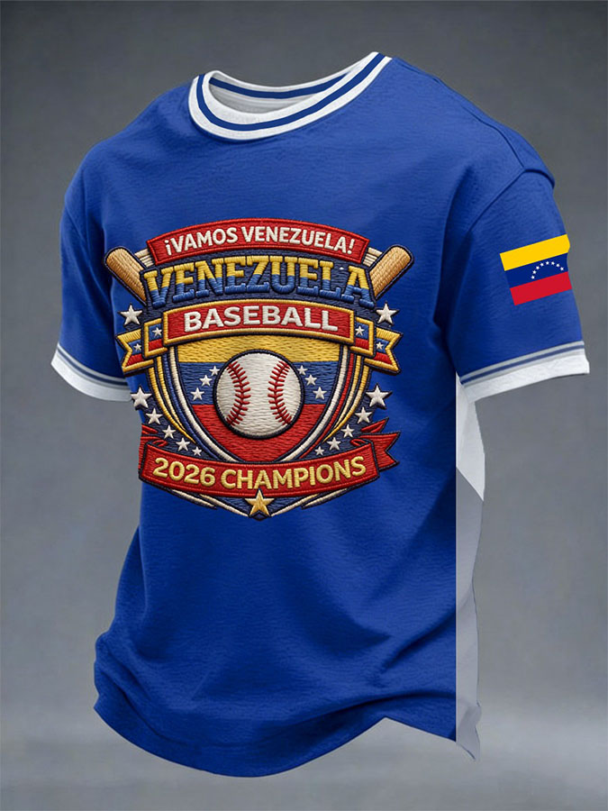 Men's 2026 Venezuela WBC Baseball Championship Celebration Printed Casual T-shirt