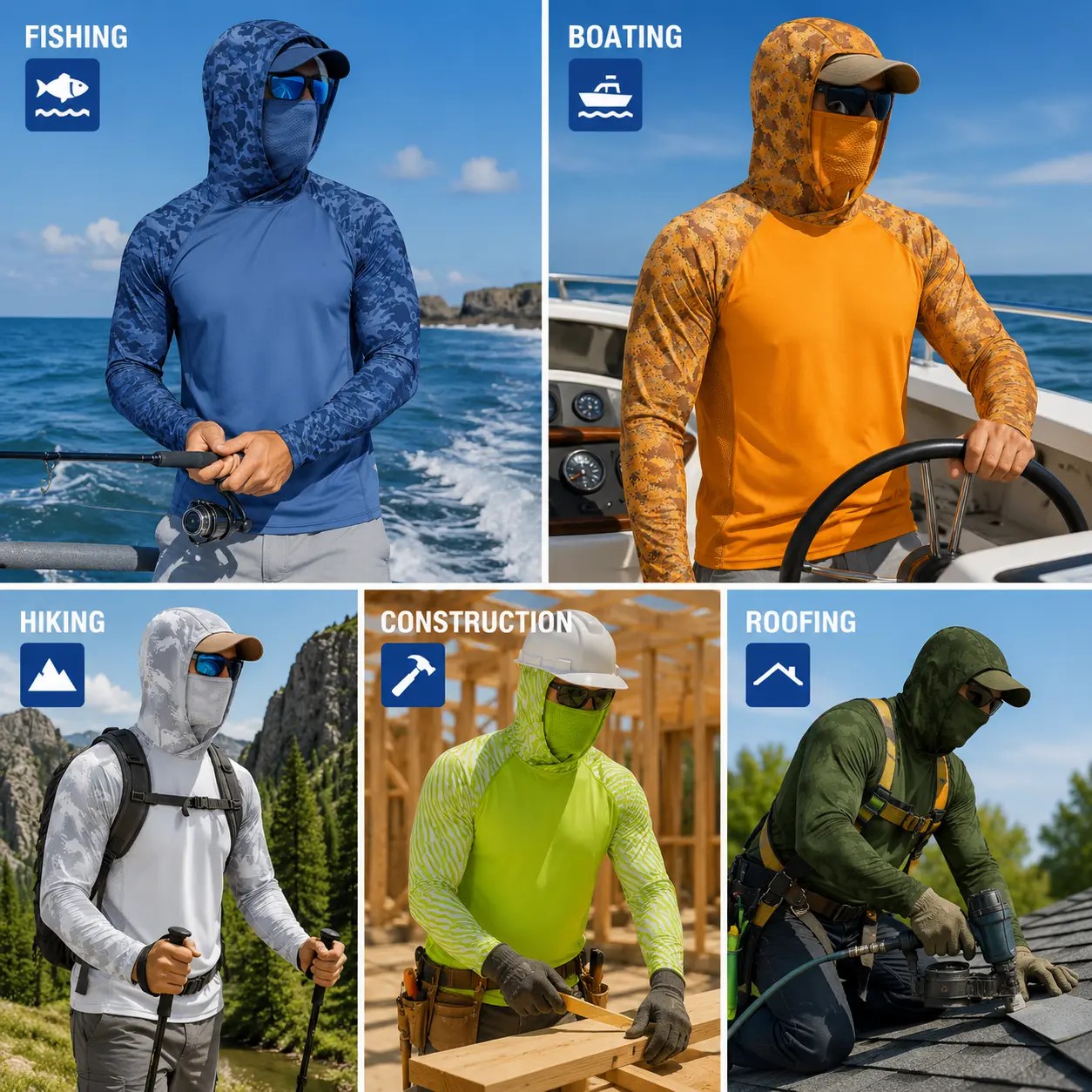 Men’s UPF 100 Sun Protection Hoodie with UV Detection