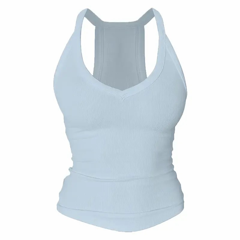 Built-in bust support, sleeveless backless slim-fit basic tank top