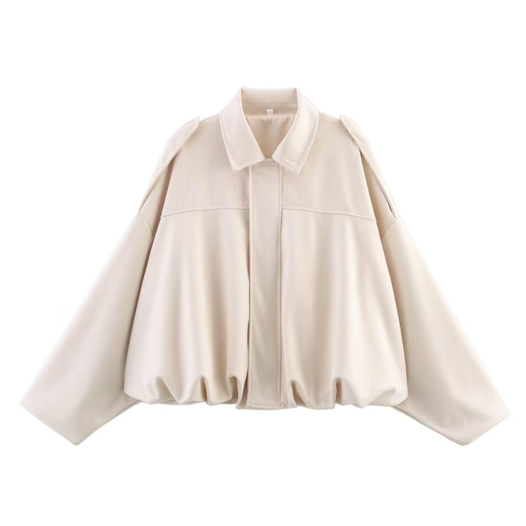 Xunger Women's Faux Suede Bomber Jacket Spring Lapel Pilot Coat Casual Oversized Long Sleeves Trendy Streetwear Outerwear