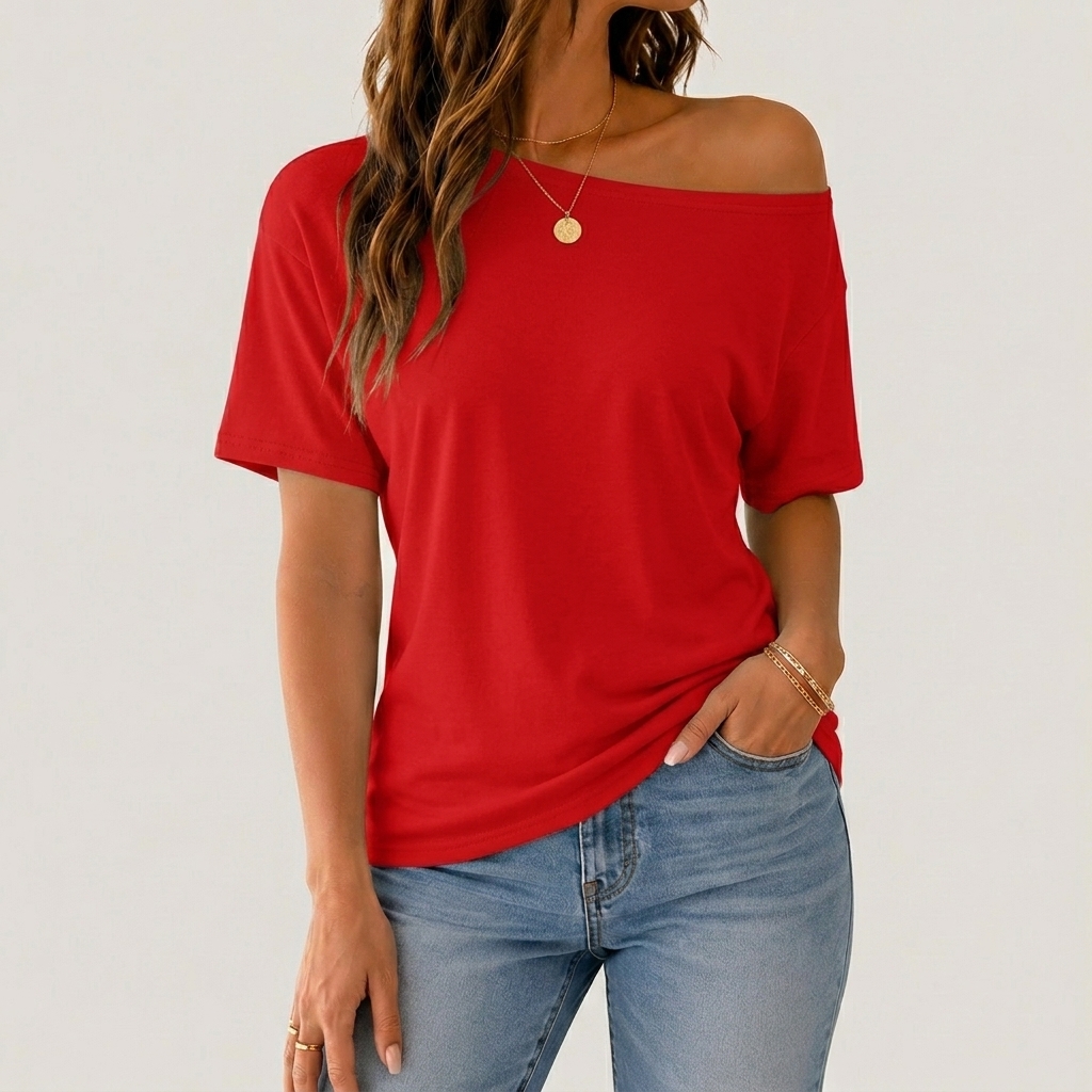 Women's Solid Color Minimalist Loose Tee Top