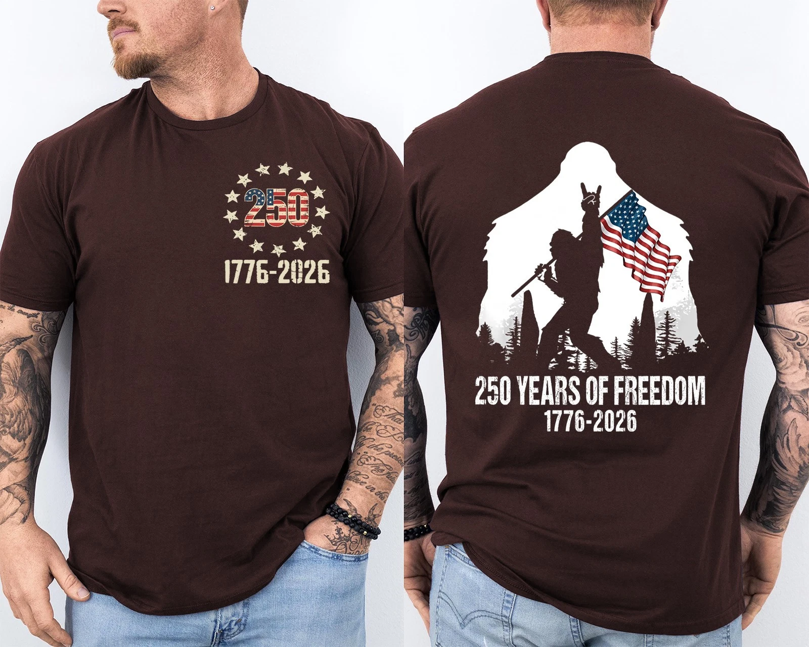 Men'S Casual American 1776-2026 Anniversary Printed Short Sleeved T-Shirt
