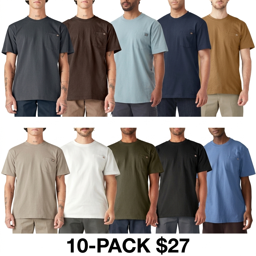 Men's Heavyweight Short Sleeve Pocket Tee – 100% Cotton Relaxed Fit Workwear Shirt