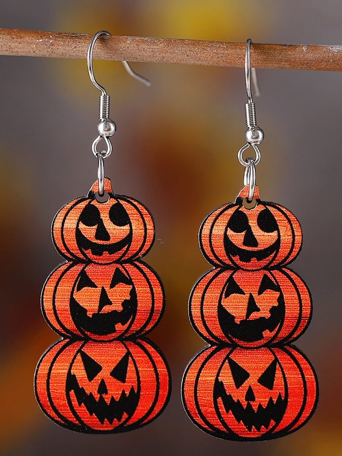 Halloween Bat Ghost Face Pumpkin Drop Earrings