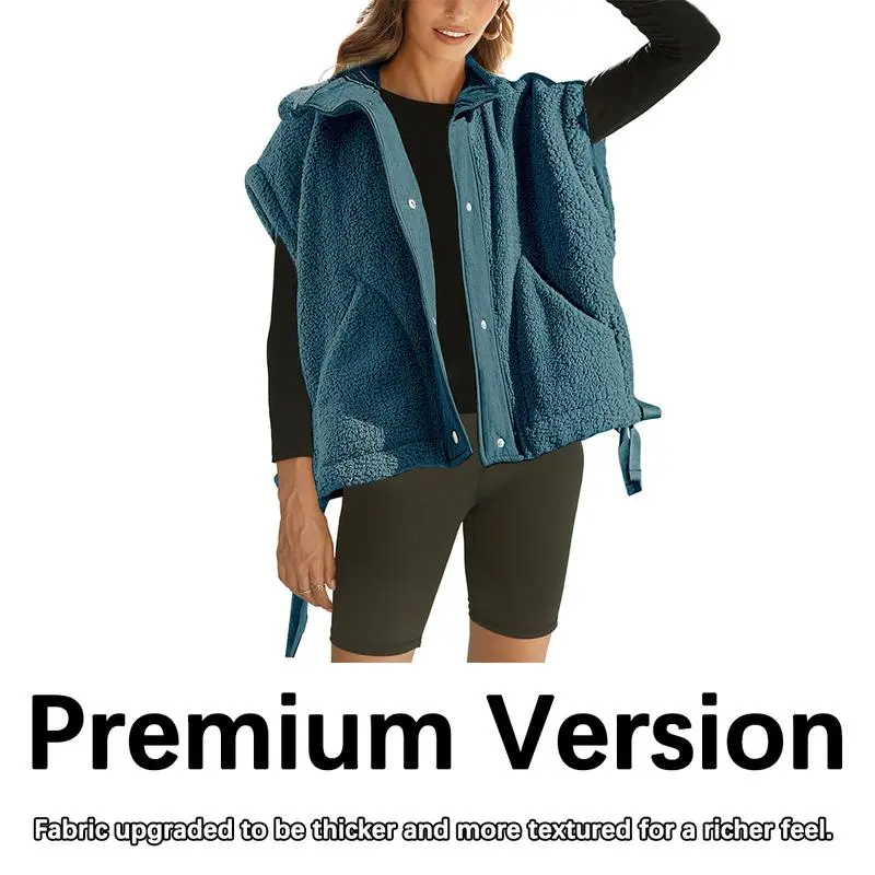 Women's Warm Fleece Vest Casual Sleeveless Button Down Sherpa Jacket