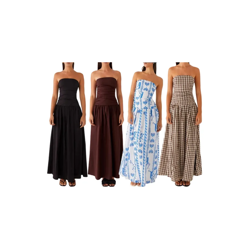 Women's Ruched Backless Boat-Neck Tube Dress