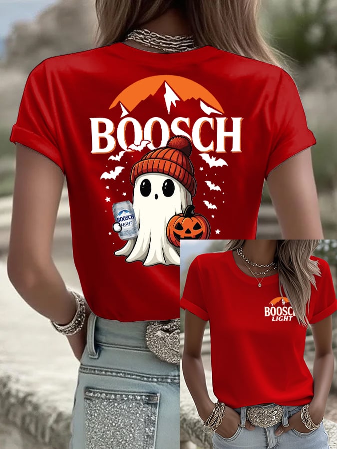 🔥Buy 2 Get 10% Off🔥Women's Retro Boosch Light Halloween Cute Ghost Pumpkin Print T-shirt