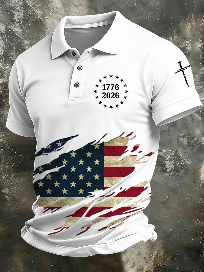 Men's 250th Anniversary Printed Casual Polo Shirt