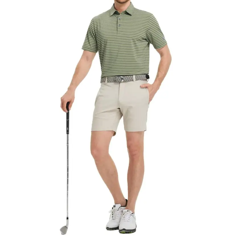 Men's Golf Striped Short Sleeve Polo Shirts Performance Comfortable Shirt