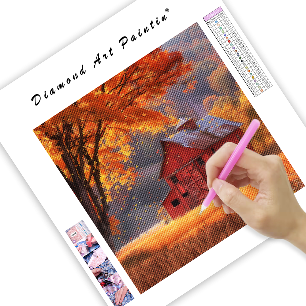 Autumn Barn Scenery - Diamond Painting