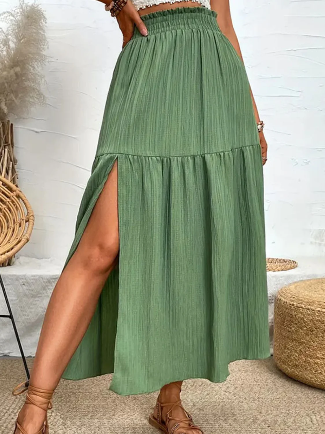 Frill Slit Skirt (multiple color options)
