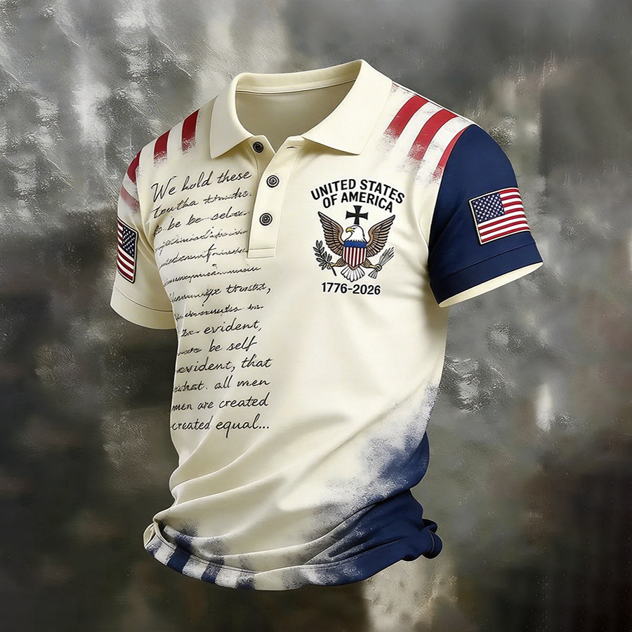 Men'S Business And Leisure Polo Shirt Commemorative Of The Founding Of The United States