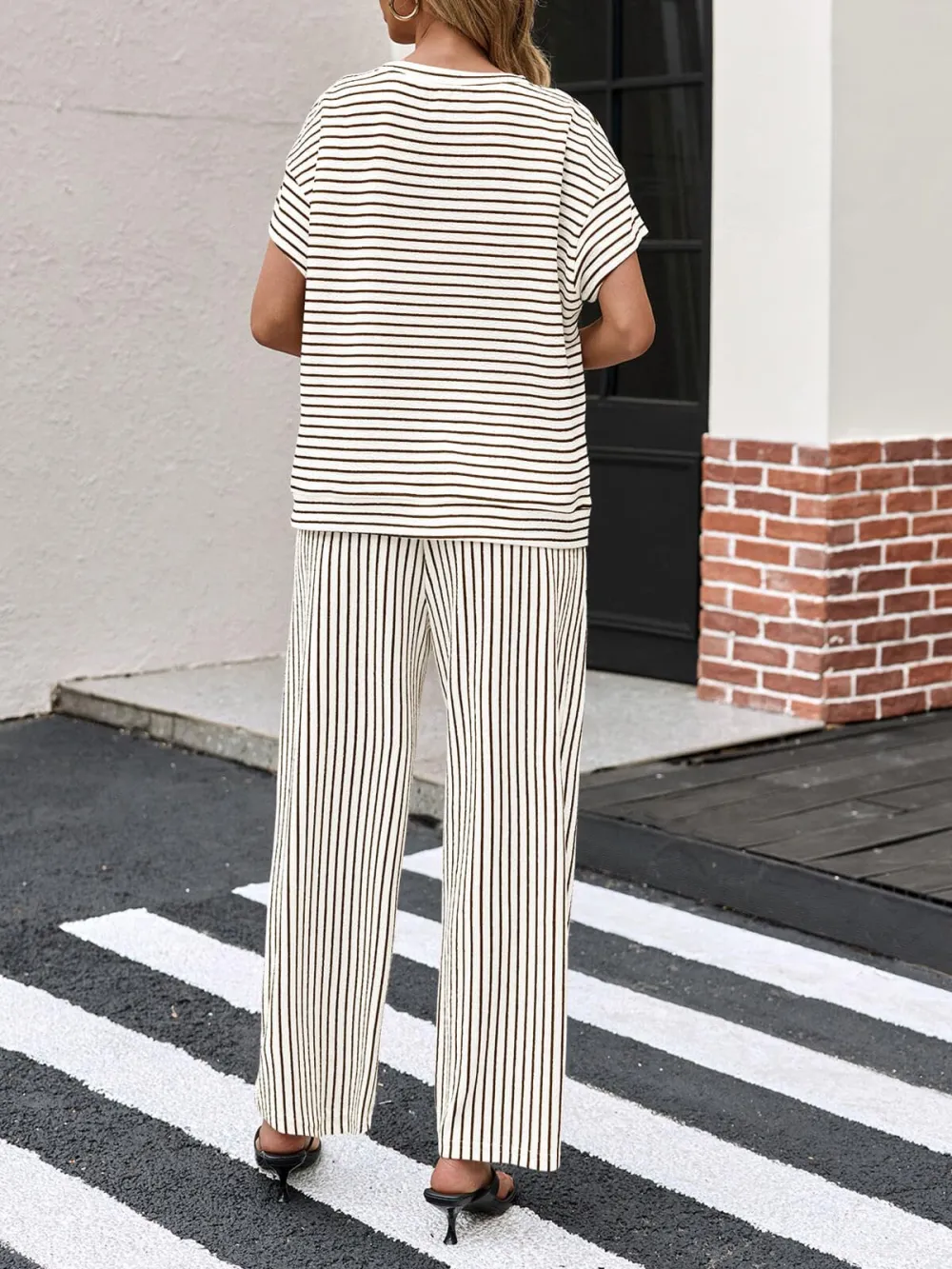 🔥10-PACK (Contain all color)🔥Women's Striped 2 Piece Lounge Set