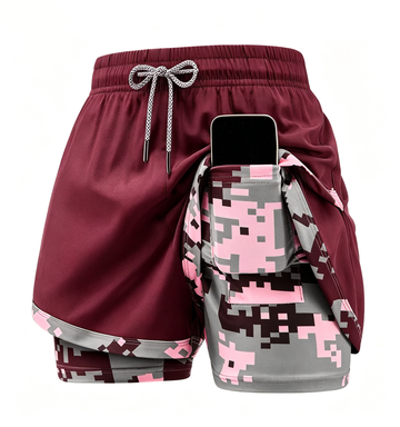 Women's 5-Pack 2-in-1 Camouflage Lined Running Shorts – Quick-Drying Anti-Chafing Sports Shorts for Gym, Yoga & Outdoor Workouts