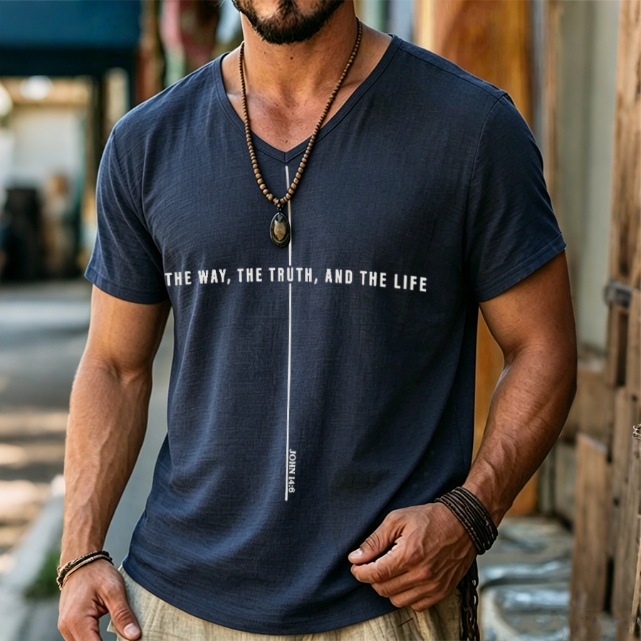 The Way The Truth And The Life John 14:6 Christian V Neck T-Shirt