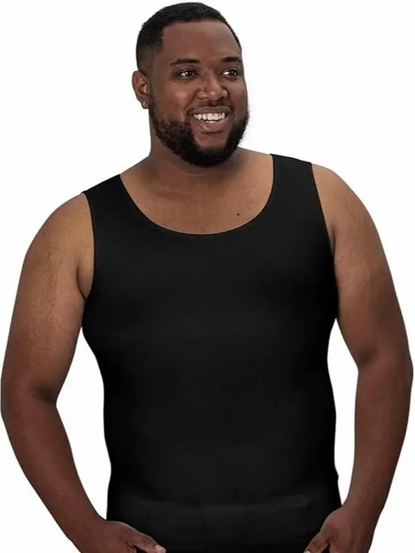 Men’s Tall Fit Compression Shapewear Clothing Shirt - Tummy Control Slimming Undershirt
