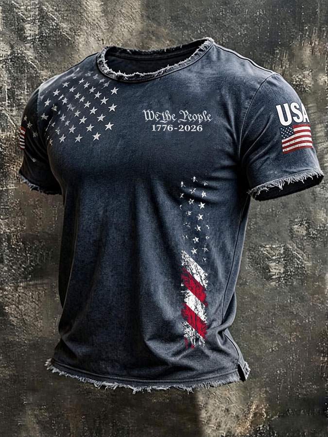 Men's American Flag Printed Casual T-shirt