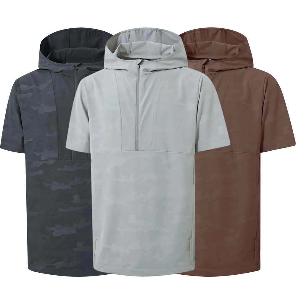 Short Sleeve Hoodies For Men Pocket Water