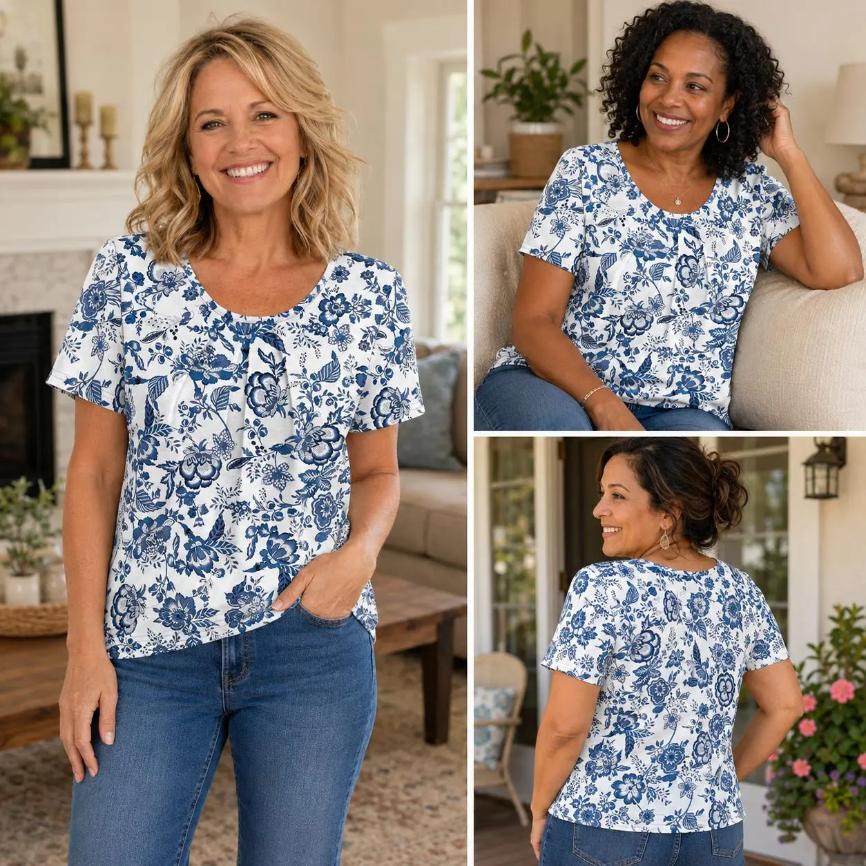 Women T Shirts Pleated Short Sleeve Tops Business Casual Dressy Blouses Crewneck Boho