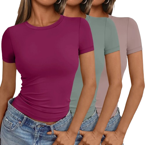 ⚡Women's 3-Piece Cropped Top Set – Slim-Fit Casual Style 🔥