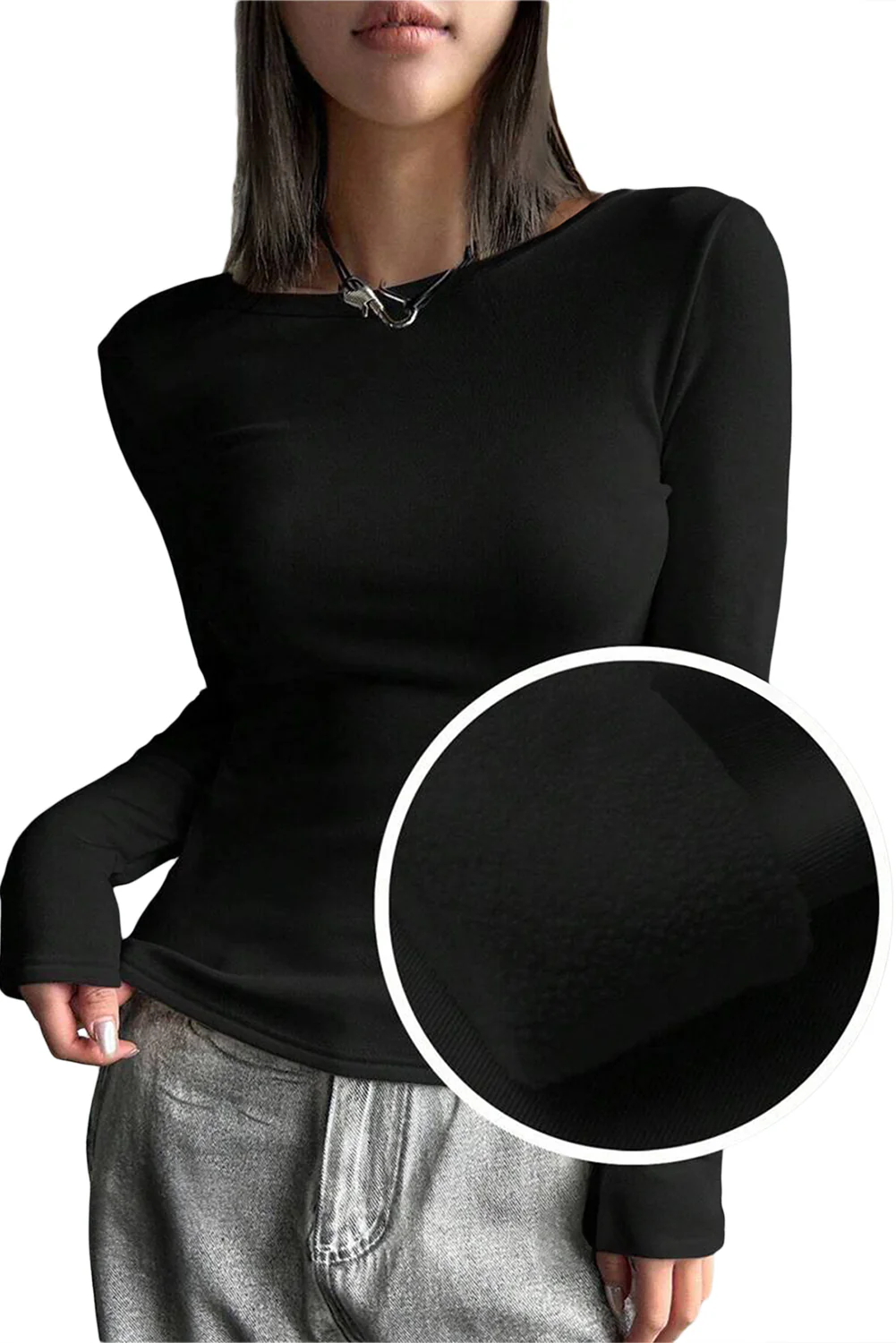 Fleece Lined Slim Fit Long Sleeve T Shirt