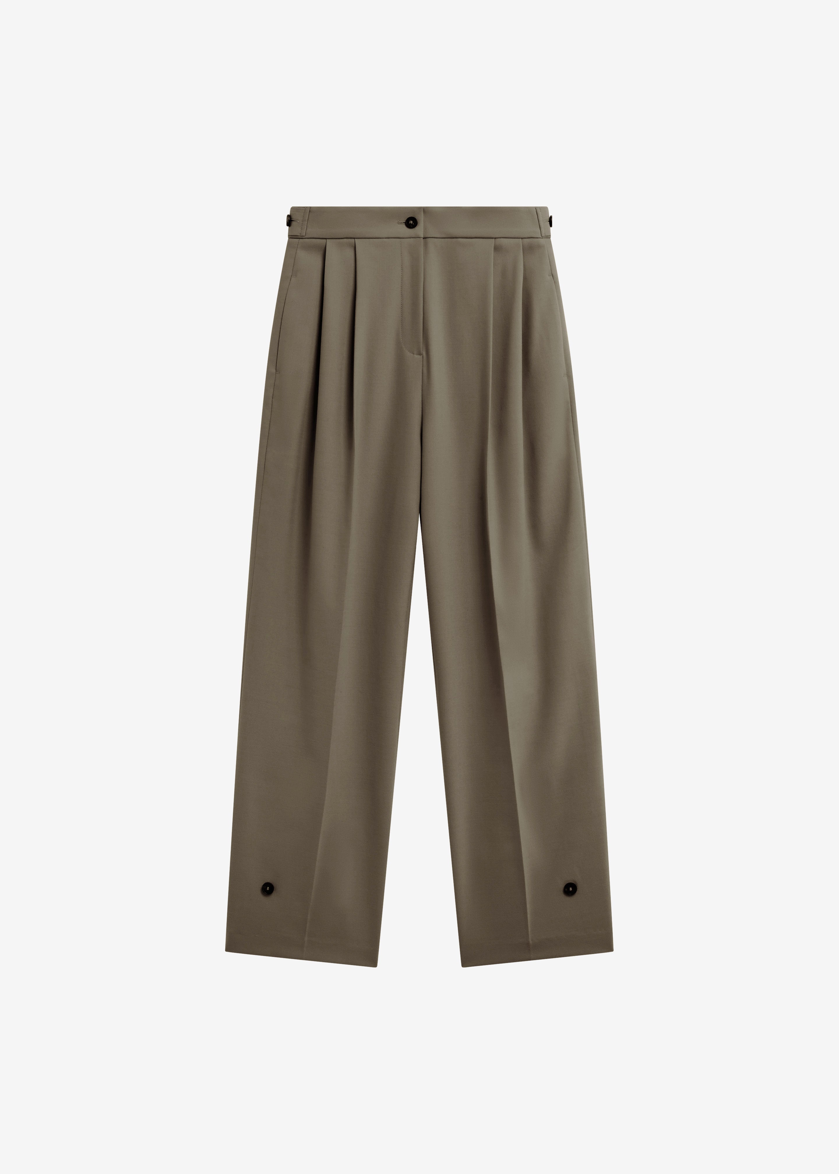 Doyer Pleated Trousers - Moss Green