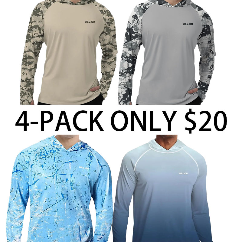 Men's UPF 50+ Sun Protection Hoodie Shirt Long Sleeve SPF Fishing Outdoor UV Hiking Lightweight Shirts