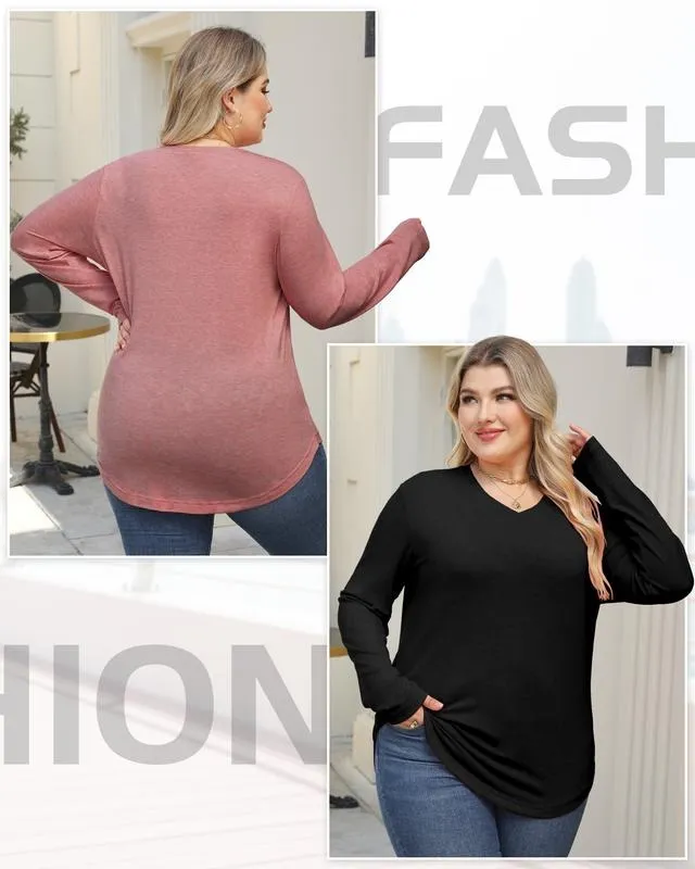 Women's V-neck long-sleeved shirt
