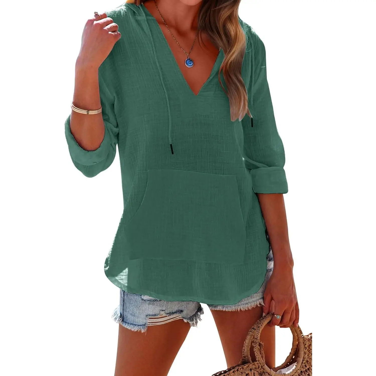 Women's hooded beach cover-up sweatshirt