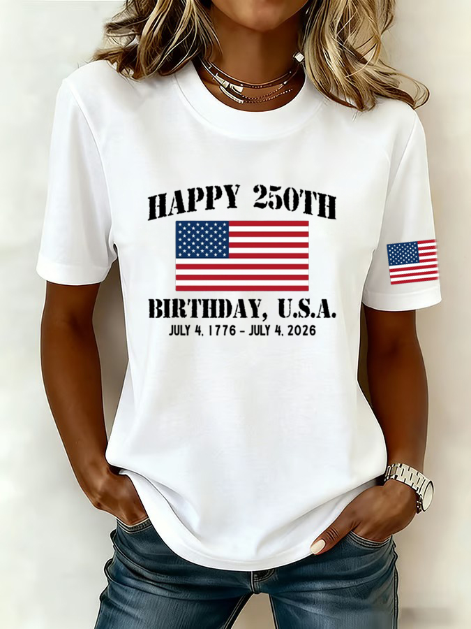 Women'S American Flag Printed Casual T-Shirt