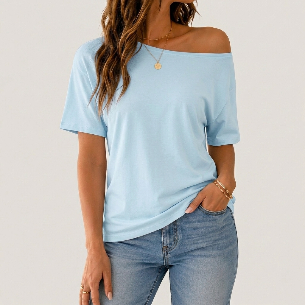 Women's Solid Color Minimalist Loose Tee Top