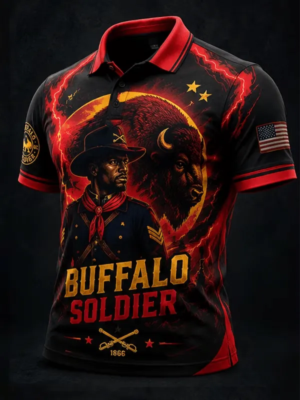 Men's Juneteenth Buffalo Soldier Cycling Art Print Top