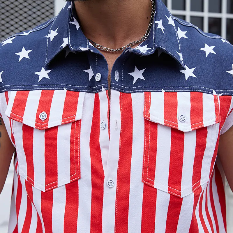 Unisex American Flag Print 3-Piece Set – Jacket, Bodysuit & Overalls
