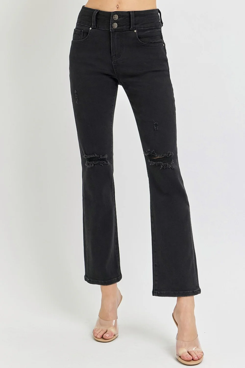 Full Size High Rise Wide Waistband Ankle Bootcut Jeans