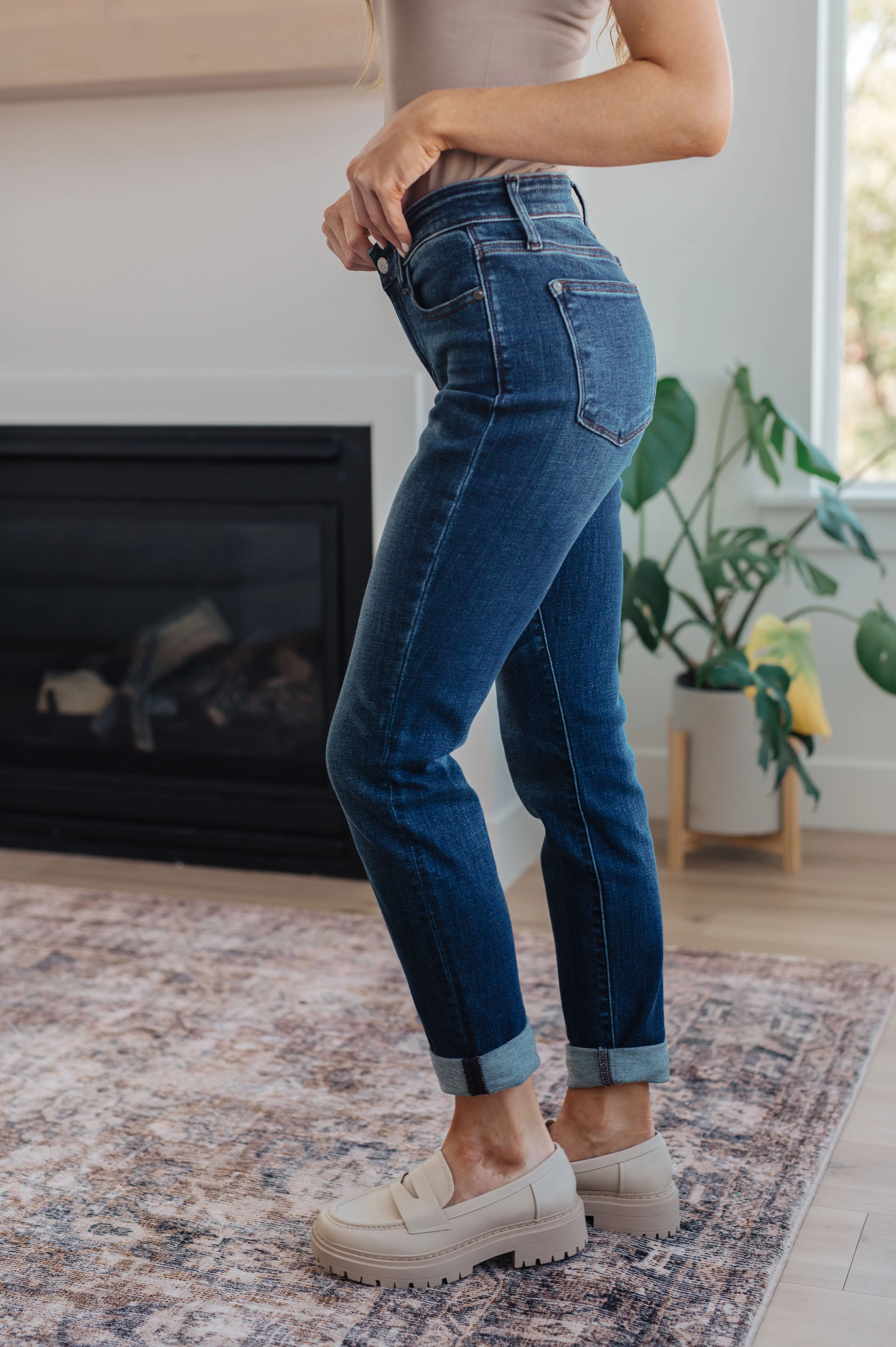 Mid Rise Cuffed Slim Fit Jeans