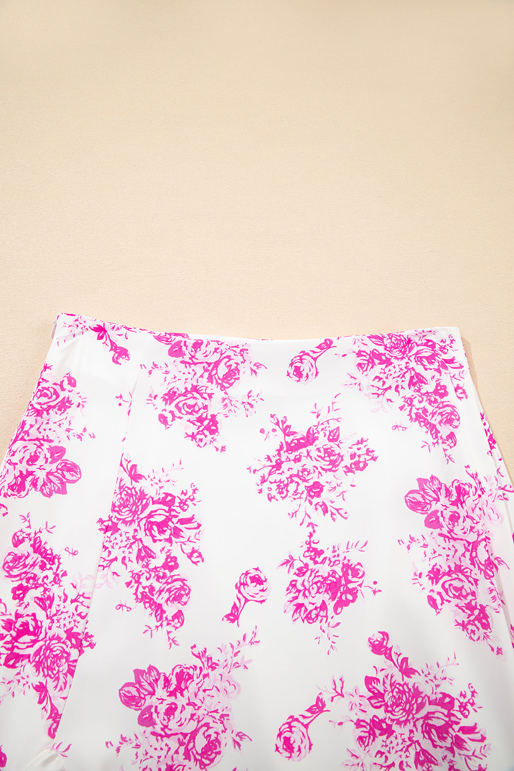 Rose Boho Floral High Waist Ruffle Split Maxi Skirt