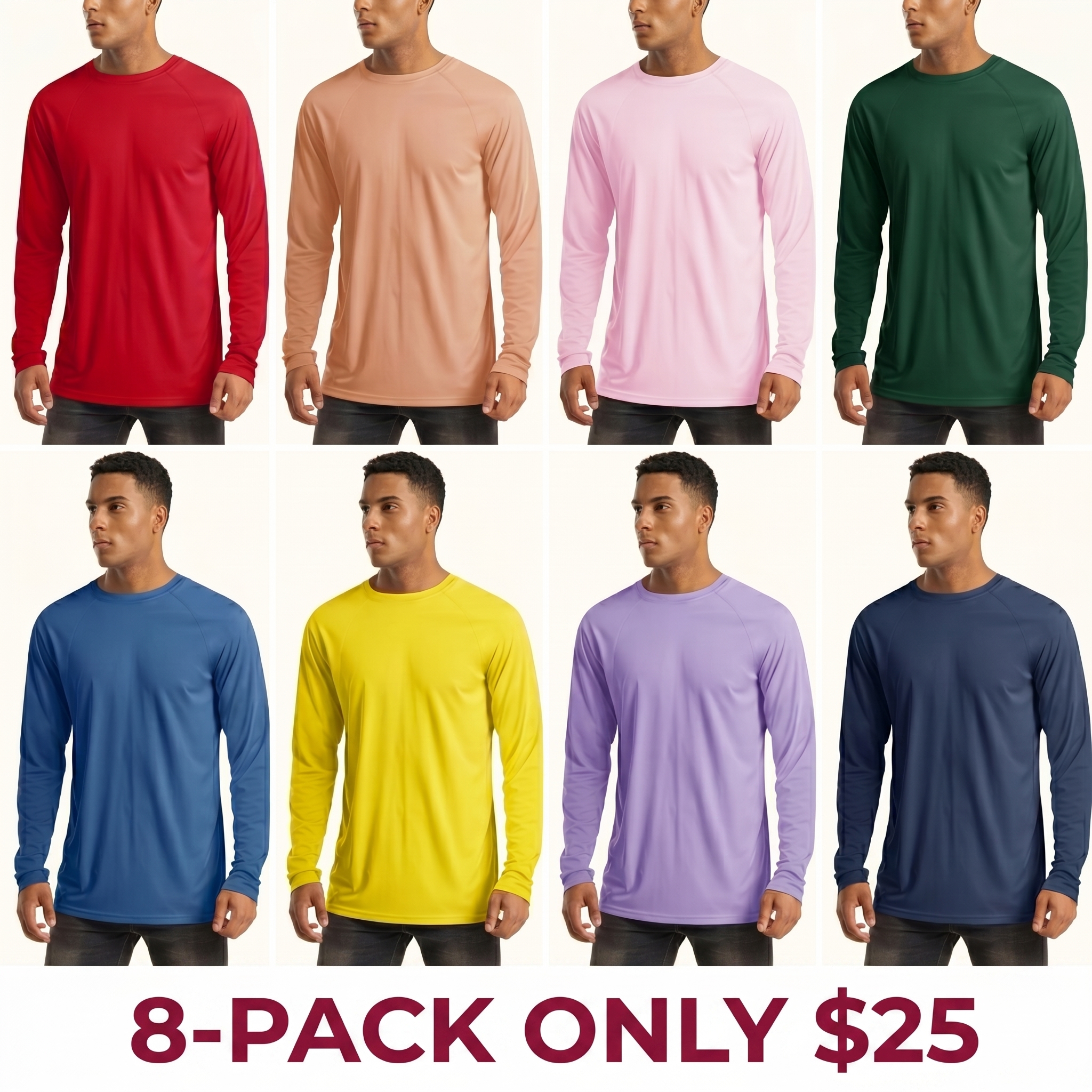 Men's Long-Sleeve Athletic Top — UPF 50+ Sun Protection, Quick-Drying, Lightweight Summer Sports Shirt
