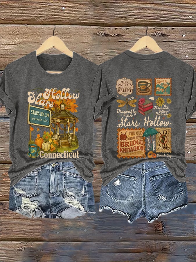 🔥HOT SALE🔥Retro Stars Hollow Connecticut Luke’s Coffee Cup Dragonfly Inn In Omnia Paratus Print T-Shirt