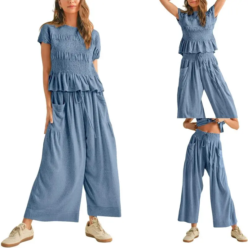 Women's Casual Pocket Two-Piece Set