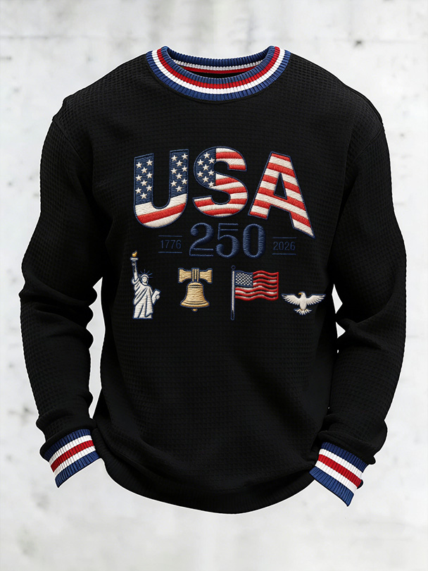Unisex 250Th Anniversary Celebration Waffle Round Neck Long Sleeve T-Shirt