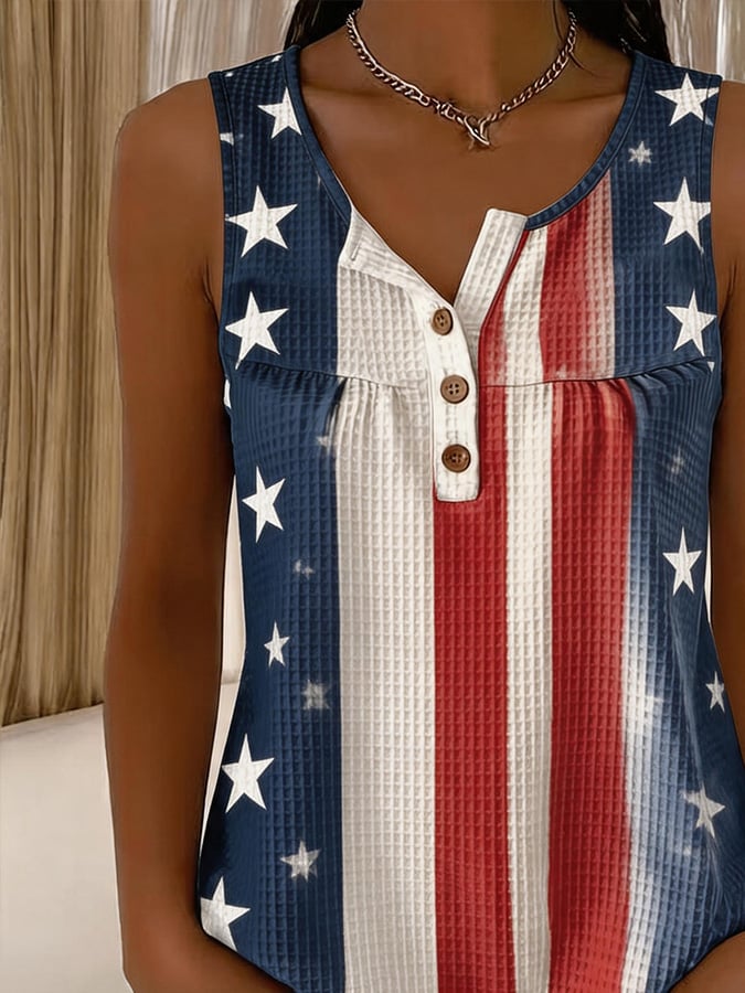 Women's Independence Day Print Waffle-Knit Top