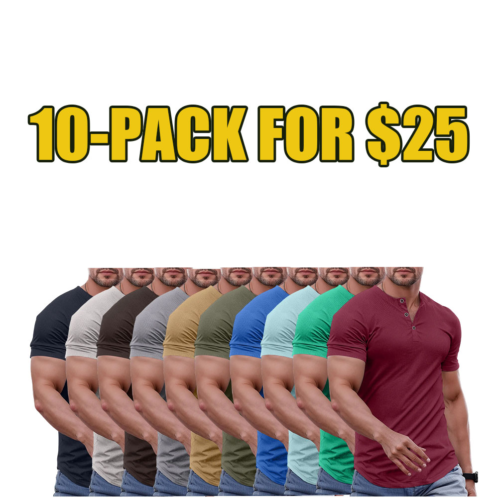 Men’s Slim Fit Henley Longline Muscle T-Shirt