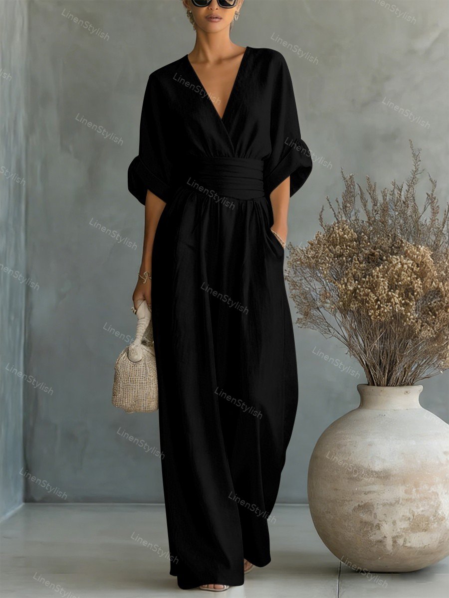 Essential V-neck Waist Jumpsuit Clearance Sale