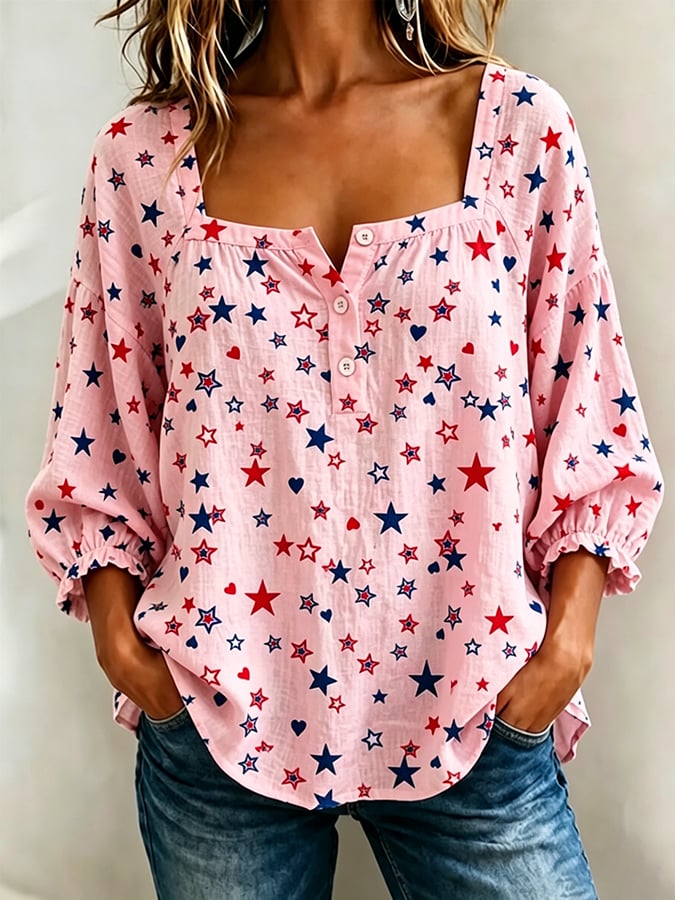 Women's 250th Anniversary  Flower Art  Print Top