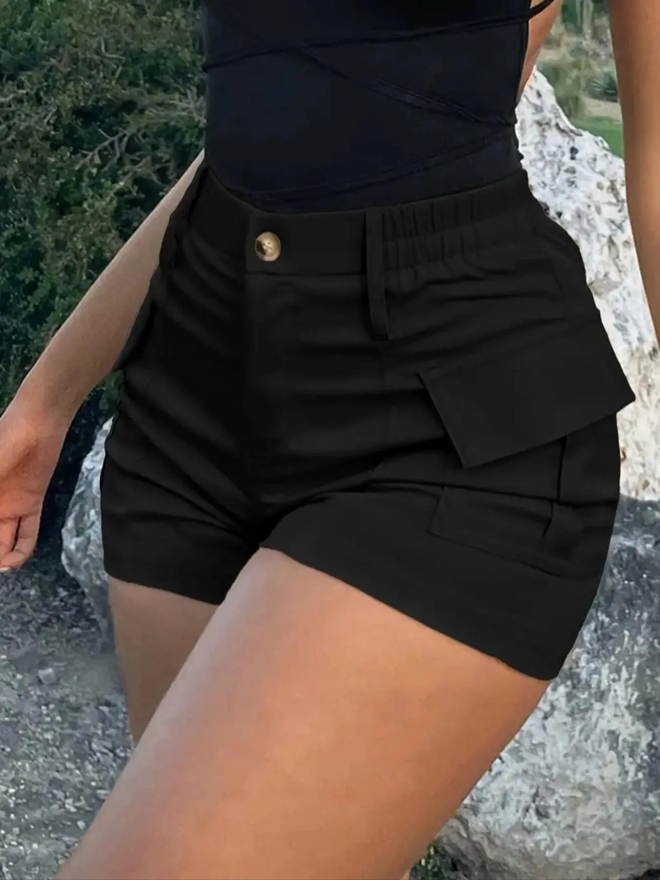 Women's Summer Solid Color Cargo Shorts