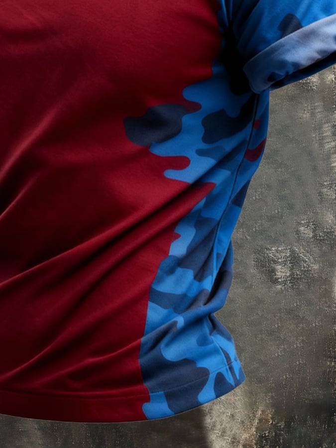 Men's Retro Patriot Camouflage Patchwork T-shirt
