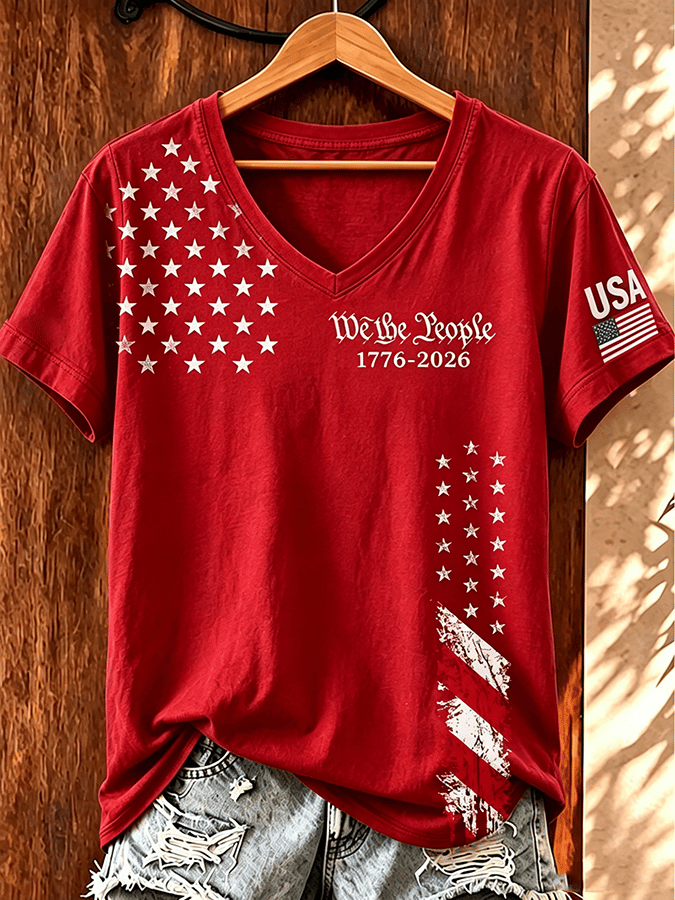 Women's Independence Day Print Casual T-shirt
