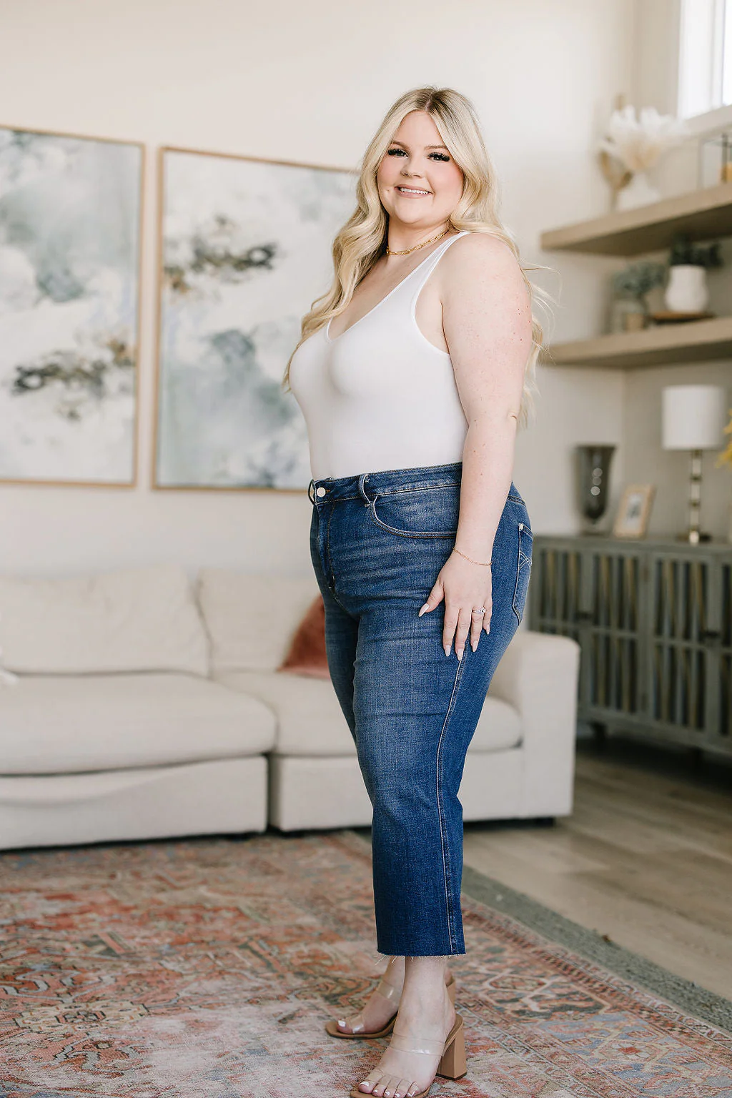 High Rise Wide Leg Crop Jeans