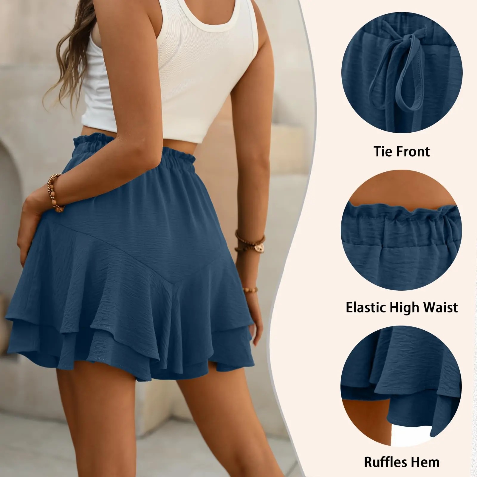 Women's High Waist Butterfly Flowy Skort